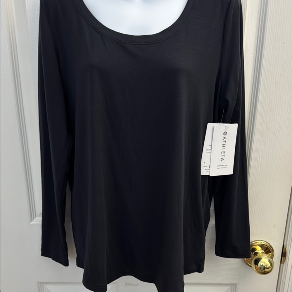 Athleta Black Relaxed Blouse Long Sleeve NWT